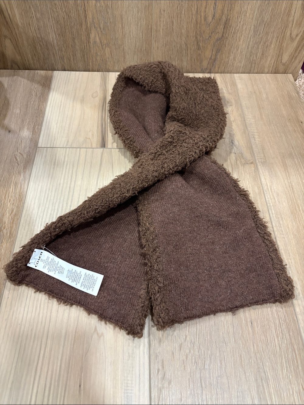 Coach Sherpa Knit Brown Teddy Wool Cashmere Logo Scarf Classic Limited Ed C5130 - Picture 5 of 7